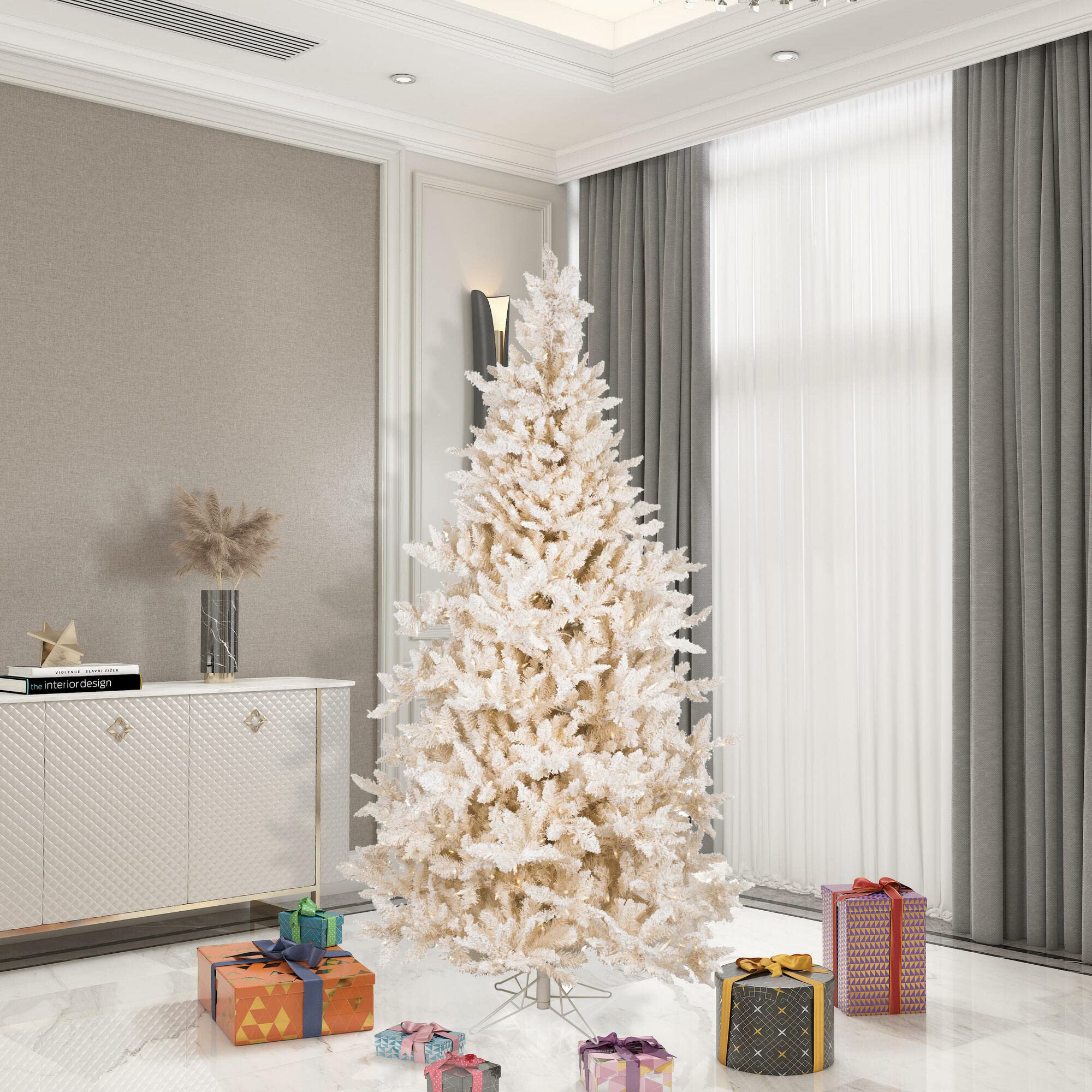 Amazon.com: Vickerman 7.5' Flocked Vintage Fir Artificial